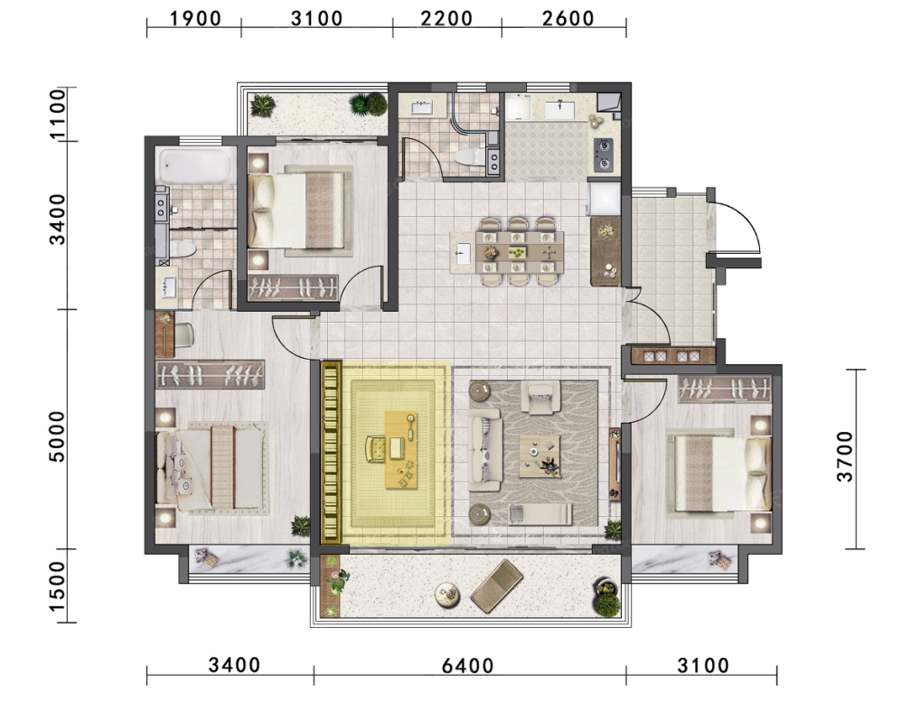 不同面积段:“大三房”户型设计,改善迭代升级!(图8) 户型设计_户型设计平面图_户型设计app