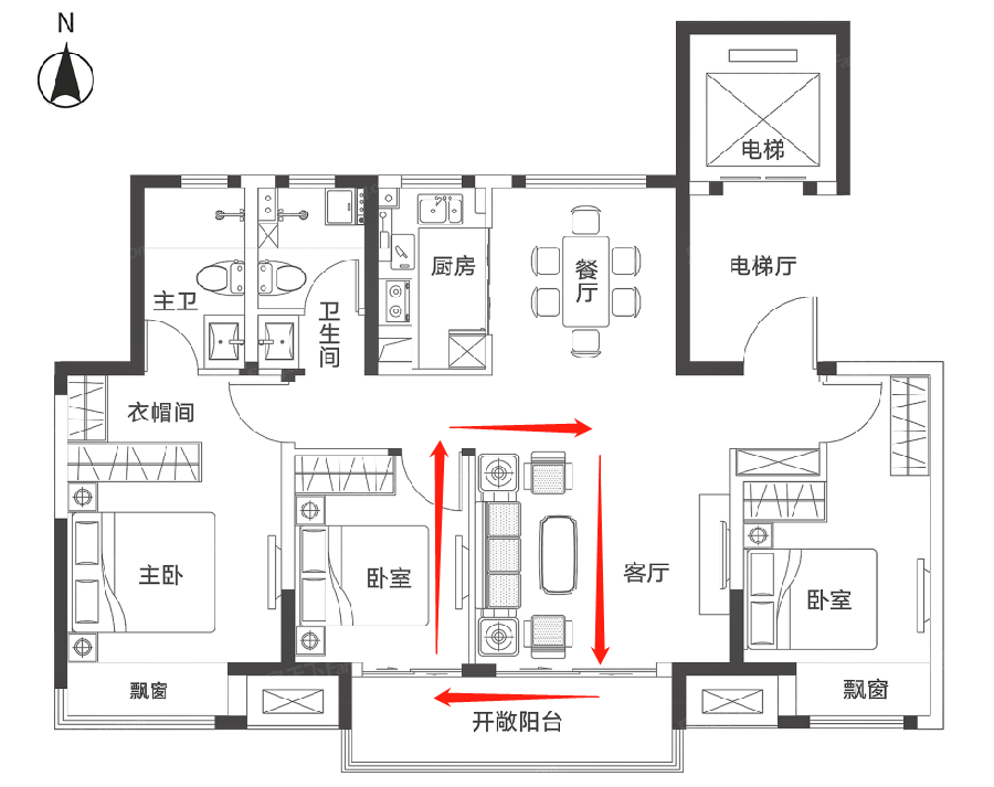 不同面积段:“大三房”户型设计,改善迭代升级!(图9) 户型设计_户型设计app_户型设计平面图