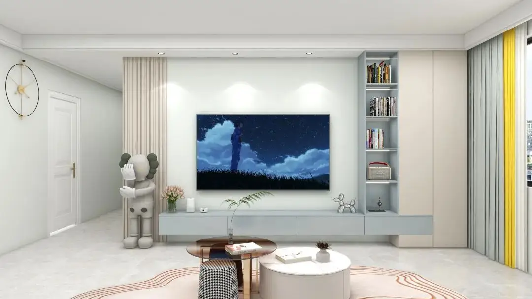 别再刮大白了,这些电视背景墙的“王炸”设计手法,太新潮了!(图8) 石材效果图设计软件_石材家装效果图_石材设计效果图使用什么软件