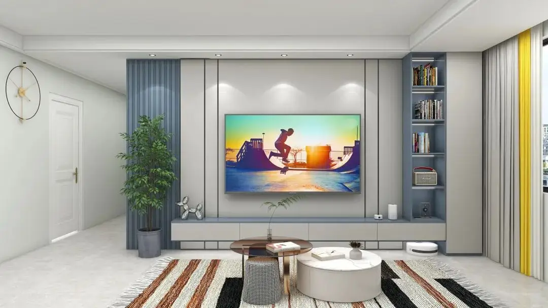 别再刮大白了,这些电视背景墙的“王炸”设计手法,太新潮了!(图9) 石材设计效果图使用什么软件_石材家装效果图_石材效果图设计软件