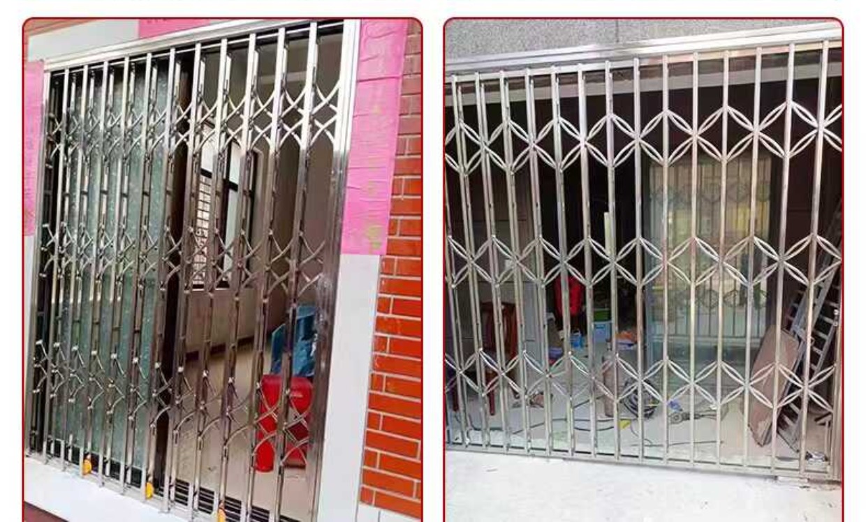 304榄闸门不锈钢拉闸门伸缩折叠推拉门阳台通风铁闸门拉闸防盗门(图18)