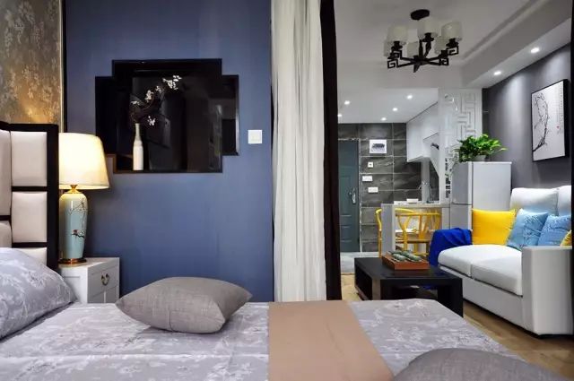 50㎡新中式单身公寓,高端大气,韵味十足!(图9) 50平方单身公寓户型图_户型图公寓单间_单身户型平面图