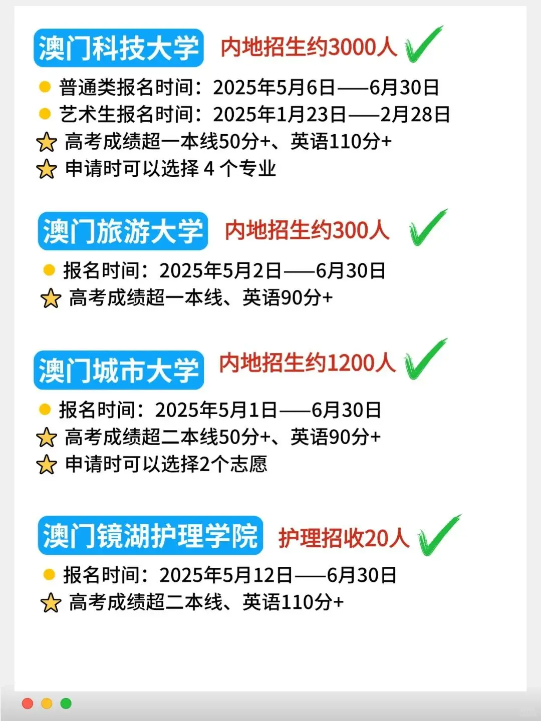 澳门的大学本科申请条件和费用:2025高考生报名6月30号截止!(图3) 澳门科技大学2021招生人数_澳门科技大学2025招生_澳门科技大学21年招生
