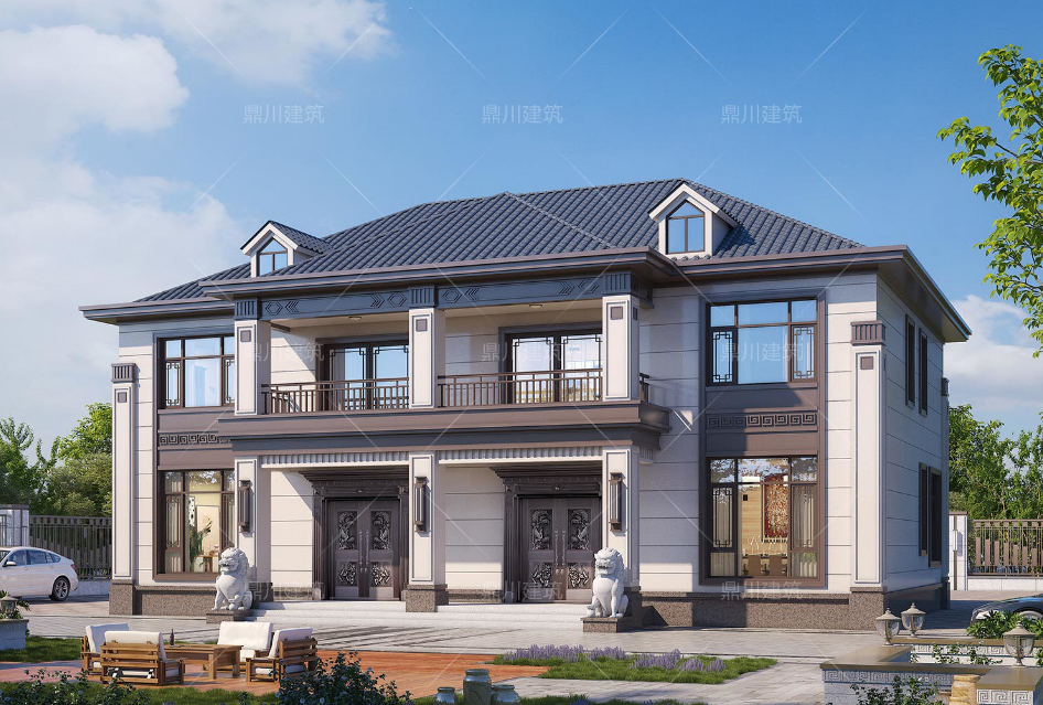 7套农村自建别墅,大气又实用,经典耐看韵味十足,值得收藏!(图1) 新中式三层别墅设计_楼房装修图片大全农村_方柱雕花别墅