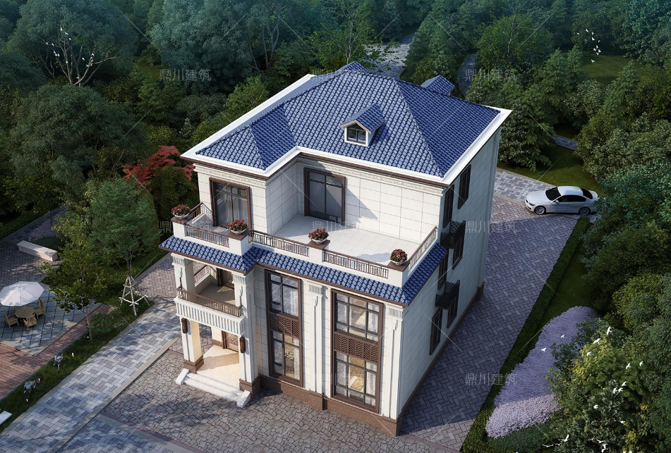 7套农村自建别墅,大气又实用,经典耐看韵味十足,值得收藏!(图12) 楼房装修图片大全农村_方柱雕花别墅_新中式三层别墅设计