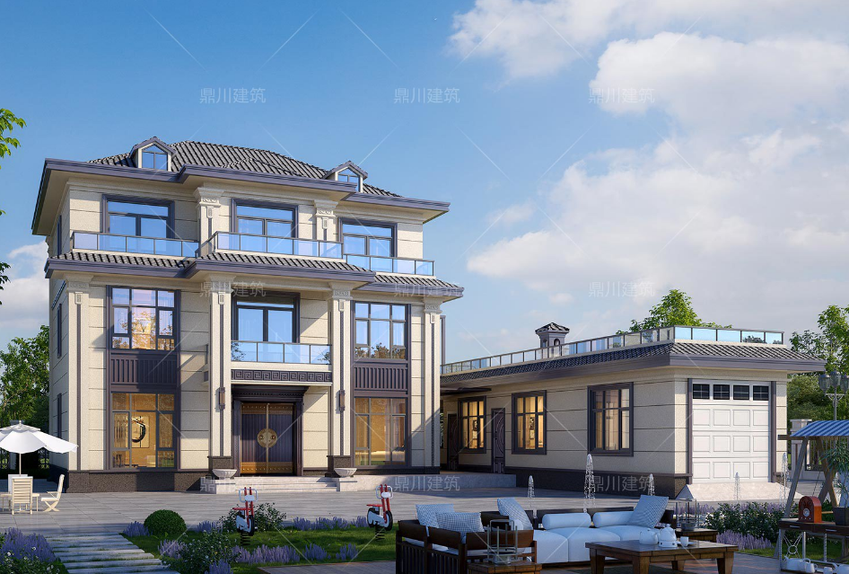 7套农村自建别墅,大气又实用,经典耐看韵味十足,值得收藏!(图13) 新中式三层别墅设计_楼房装修图片大全农村_方柱雕花别墅