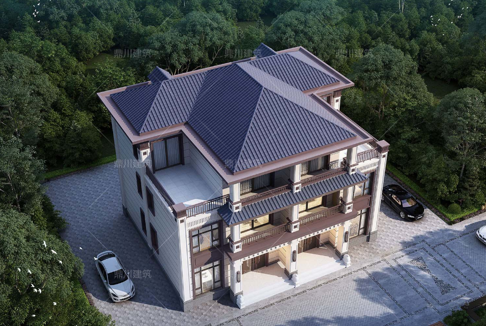 7套农村自建别墅,大气又实用,经典耐看韵味十足,值得收藏!(图19) 方柱雕花别墅_新中式三层别墅设计_楼房装修图片大全农村