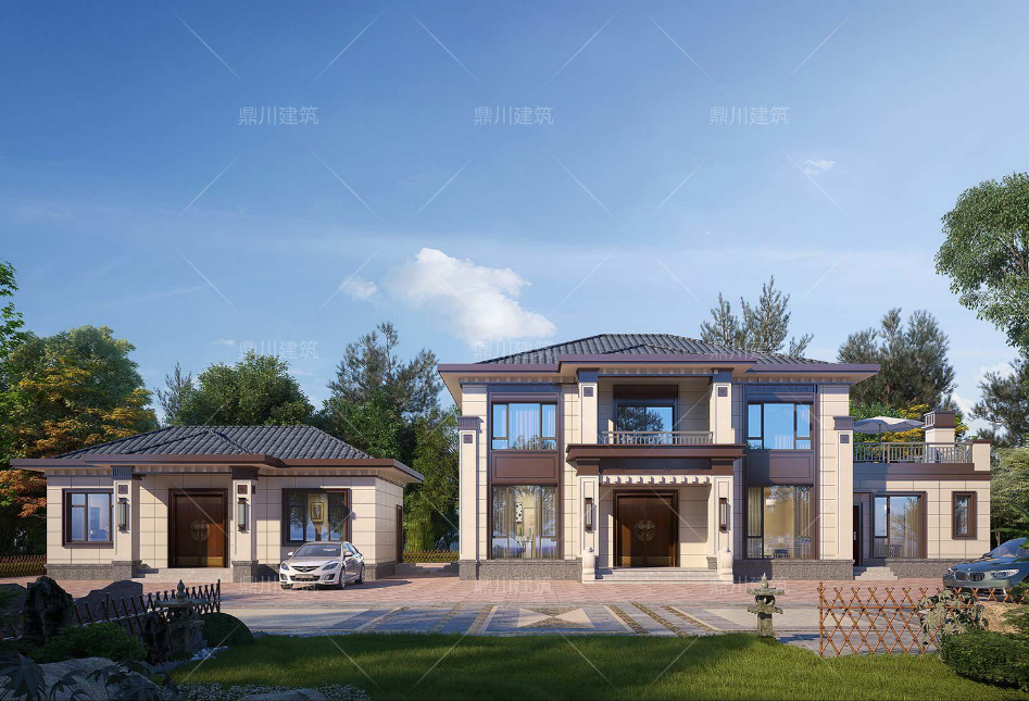 7套农村自建别墅,大气又实用,经典耐看韵味十足,值得收藏!(图5) 楼房装修图片大全农村_新中式三层别墅设计_方柱雕花别墅