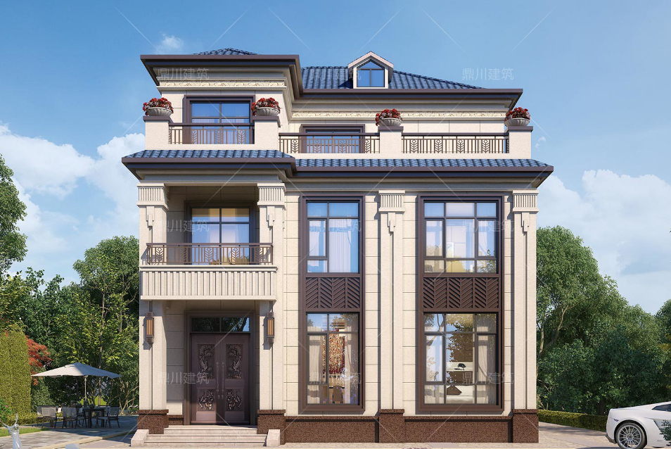 7套农村自建别墅,大气又实用,经典耐看韵味十足,值得收藏!(图10) 楼房装修图片大全农村_方柱雕花别墅_新中式三层别墅设计