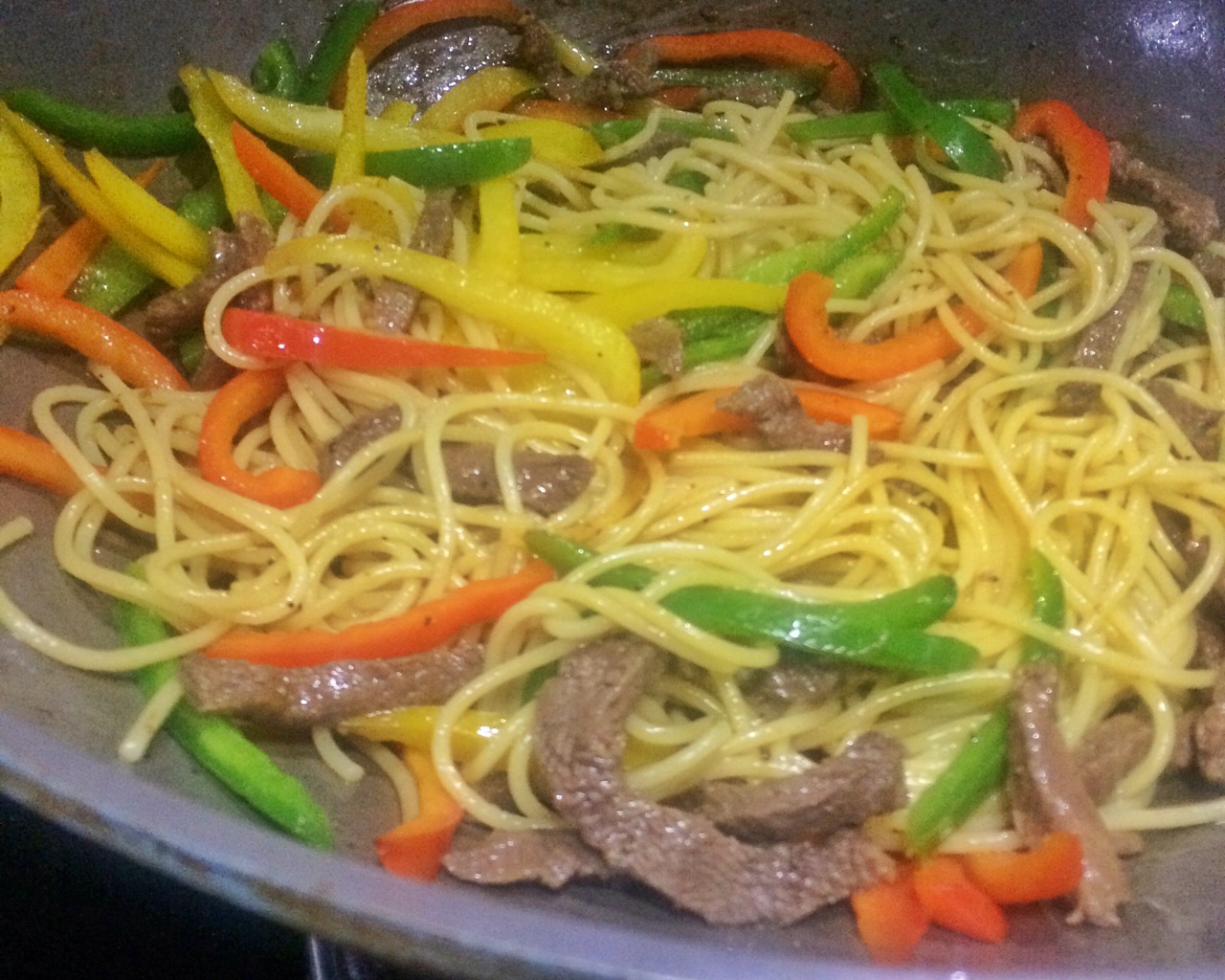 黑椒牛柳意面做法_牛柳芦笋菌菇炒意面_家庭版黑胡椒意面