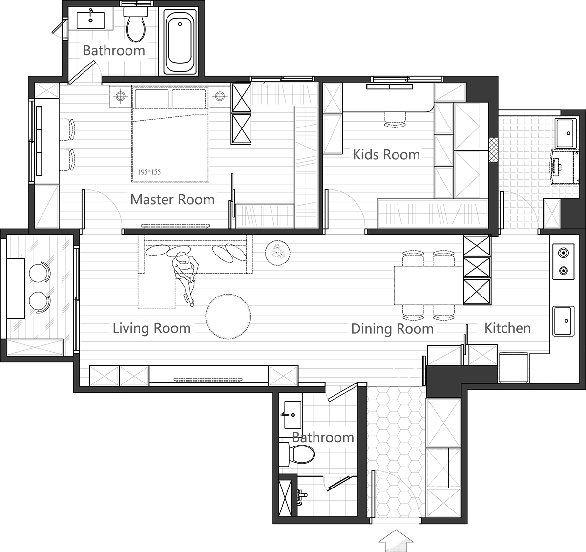 套内仅73㎡,全屋堪称“教科书式”装修,日子过得清爽又干净(图2) 73㎡ 教科书式装修案例 _中门户型装修_73㎡ 北欧混搭日式装修