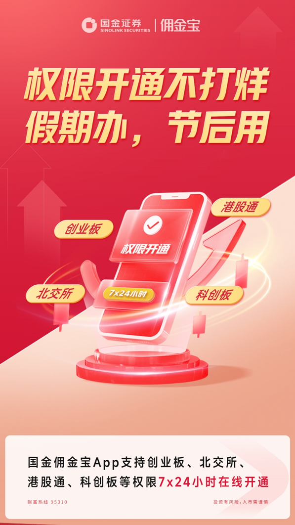 国金证券:国庆假期营业部提供现场服务,线上也可办理开户及港股通、创业板、科创板等投资权限开通(图7) 佣金宝 科创版_国庆国金证券开户港股通_国金证券假期营业部服务