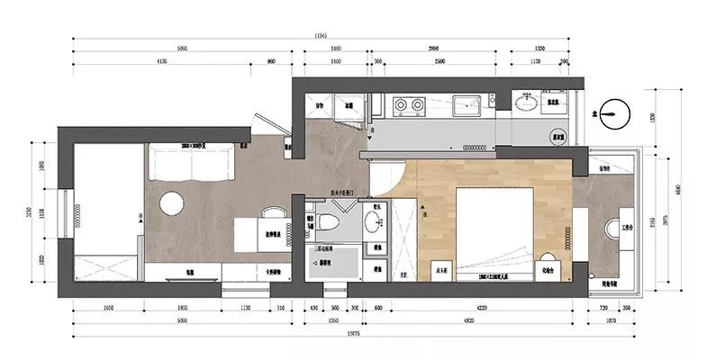 62平公寓混搭风,红砖做沙发背景墙,阳台改榻榻米,美!(图1) 小户型阳台榻榻米装修效果图_榻榻米地台改造_混搭风小户型单身公寓设计