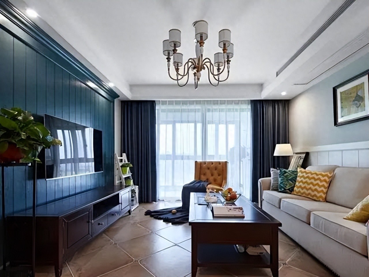 客厅电视背景墙设计_美式家具 小户型_美式风格装修案例