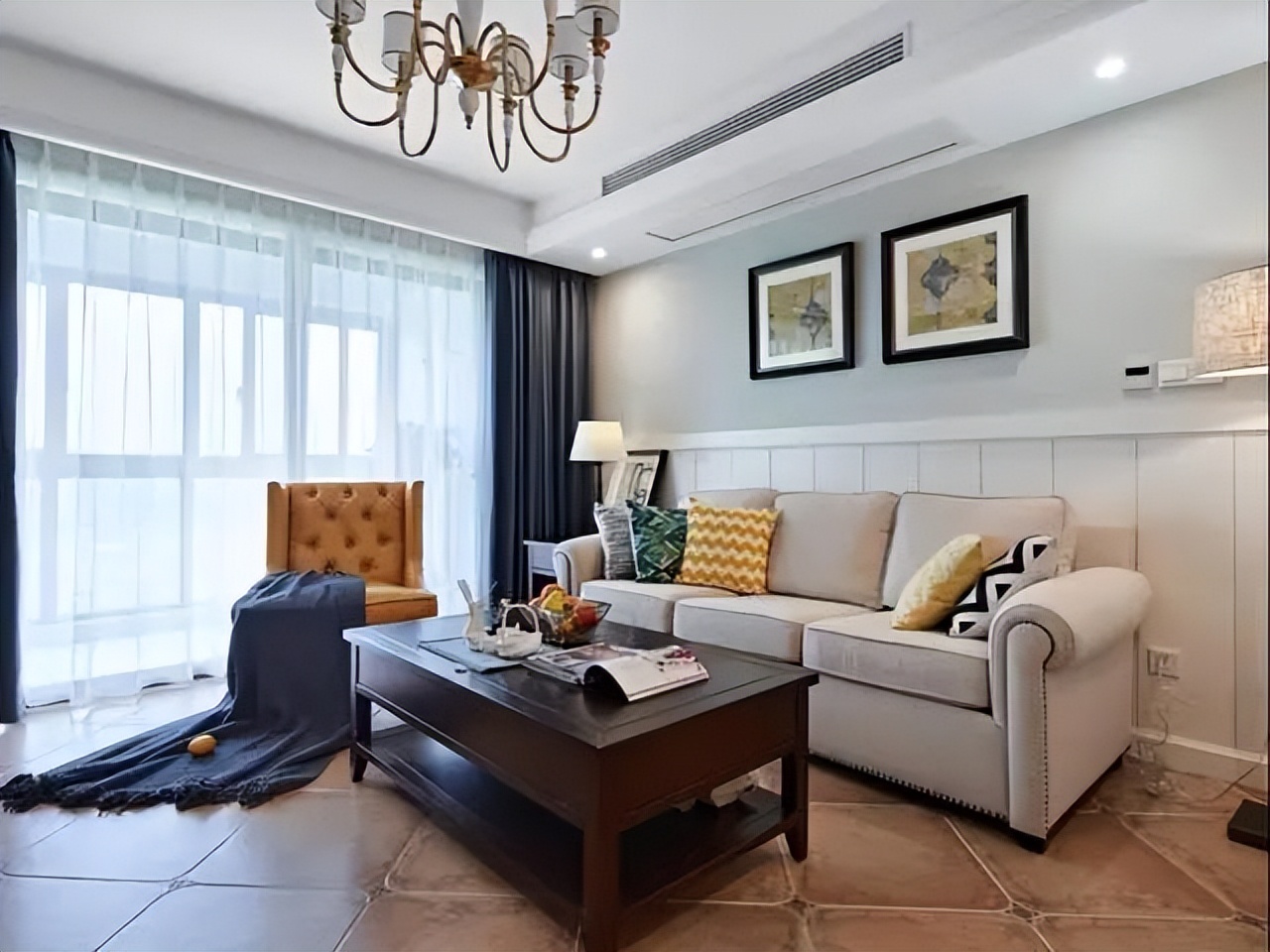 客厅电视背景墙设计_美式家具 小户型_美式风格装修案例