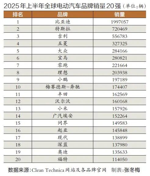中国品牌霸榜,特斯拉危险了(图4) 车子品牌_全球电动汽车销量统计_中国电动汽车市场分析