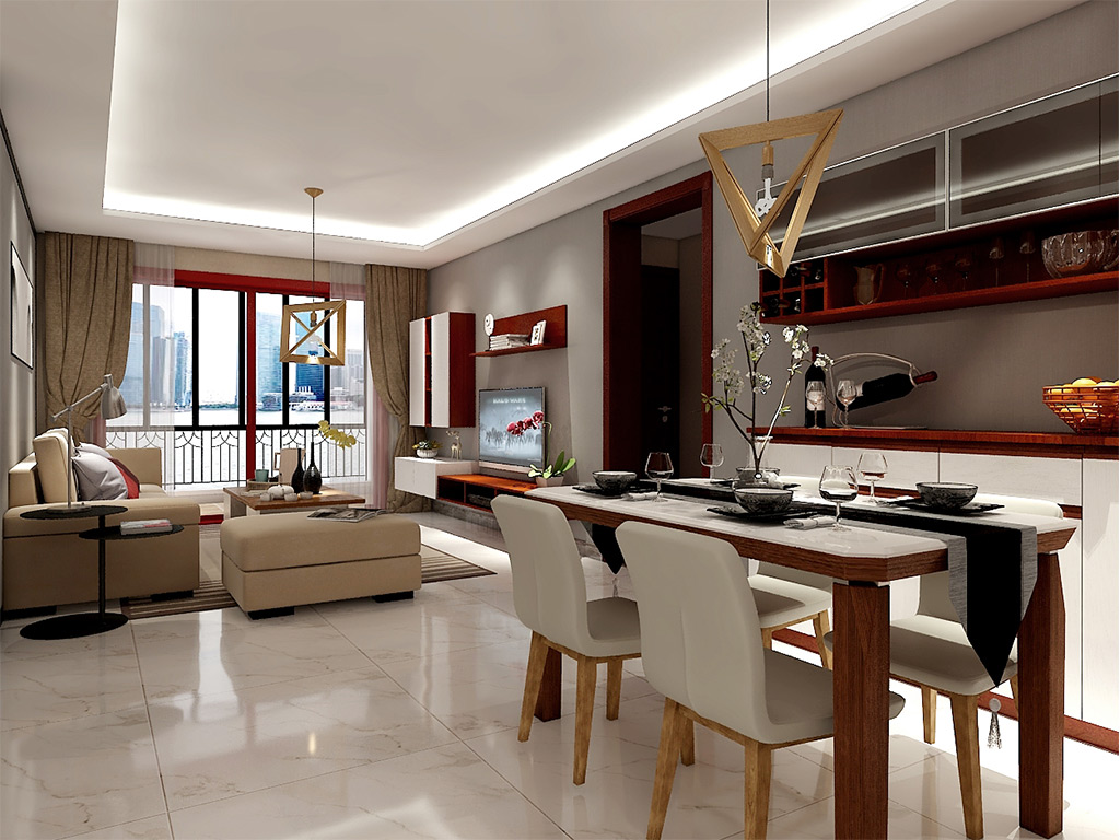 客厅全抛釉瓷砖装修