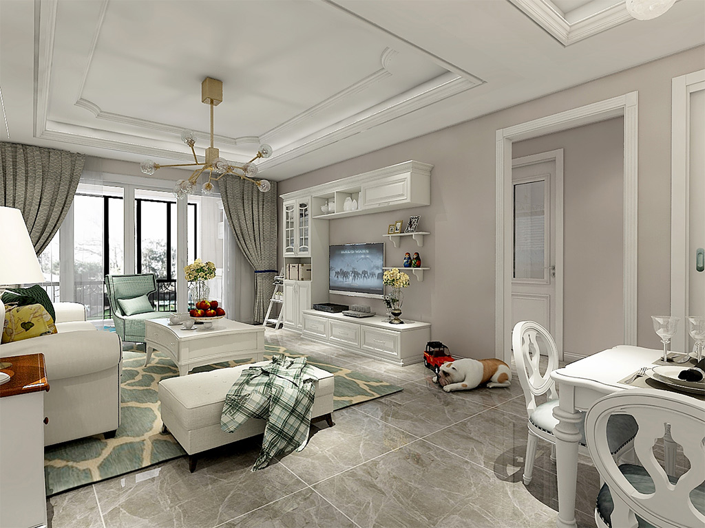 客厅全抛釉瓷砖装修