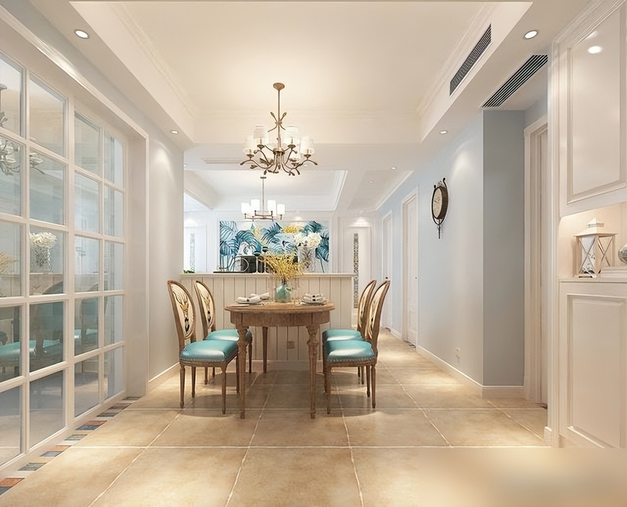 小户型客厅餐厅打通技巧_100平房子装修设计图_100平三室空间设计