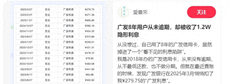 信用卡6年被收1.2万元?银行回应系“未按时全额还款”的利息(图1) 信用卡还款日全额还款利息_广发银行信用卡容时容差政策_未约定还款期限的利息