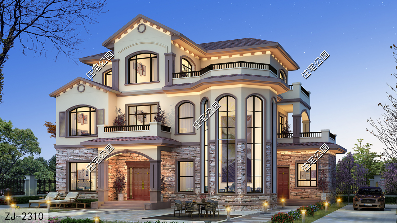 轻奢欧式小别墅设计_别墅装修设计_专业设计师建房