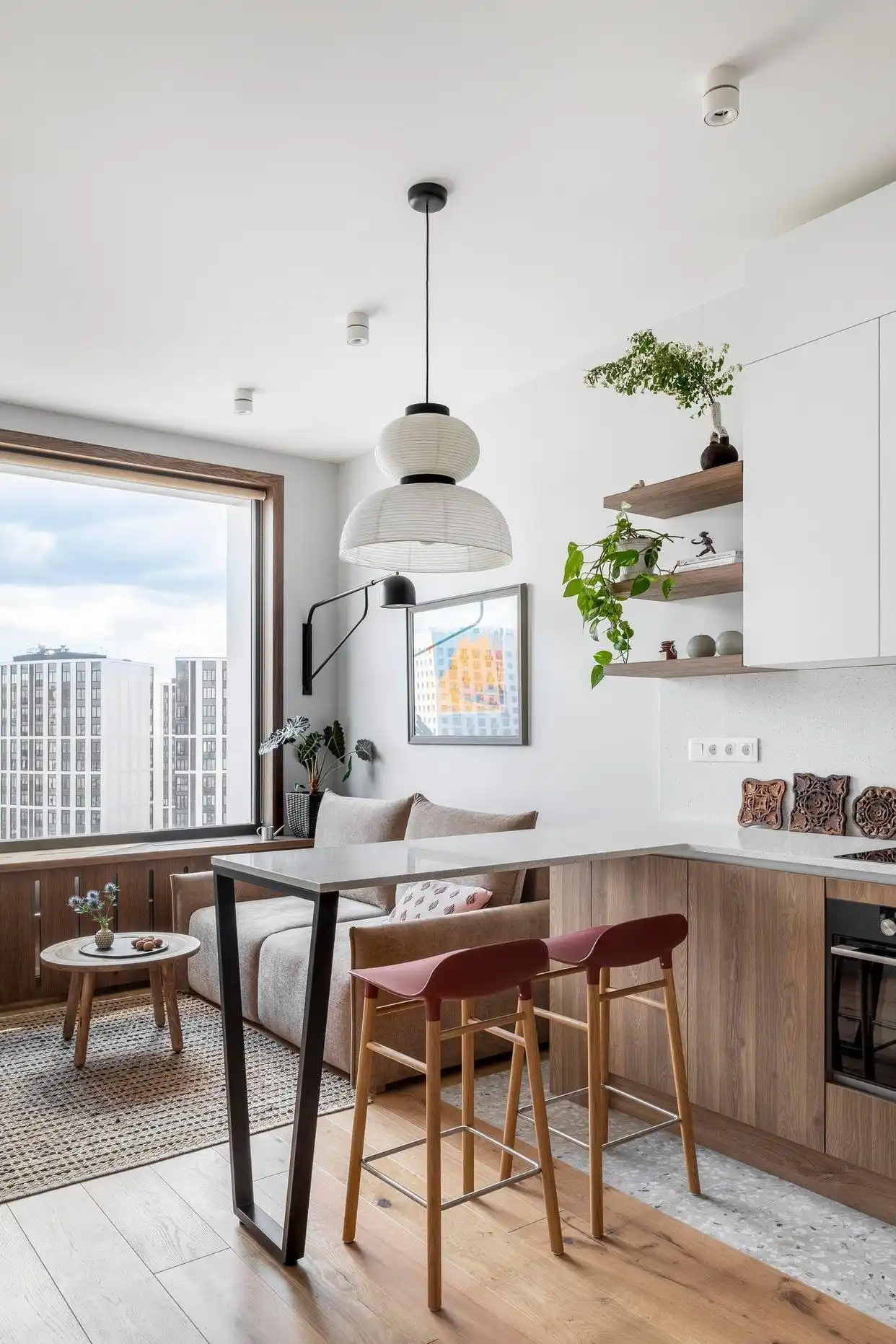 小户型改造方案_一居室小公寓装修效果图_国外一居室两卫设计