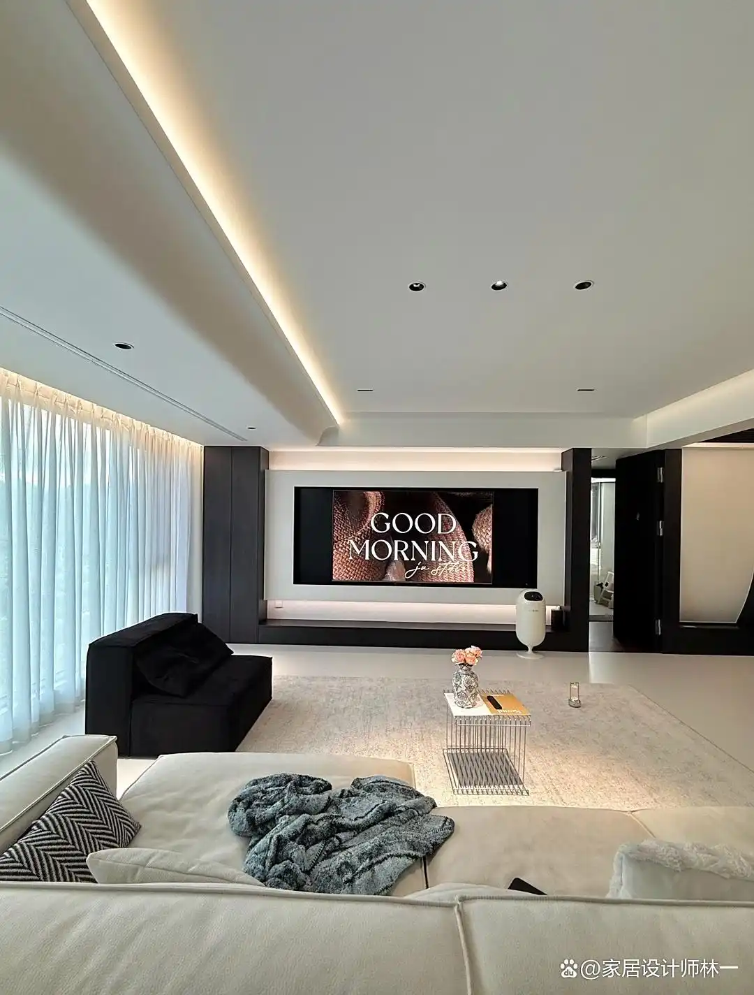 一居室小公寓装修效果图_现代简约自装家_黑白极简装修案例