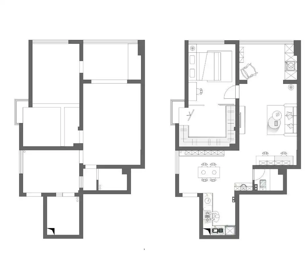 一居室混搭风设计_独居空间优化改造_一居室小公寓装修效果图