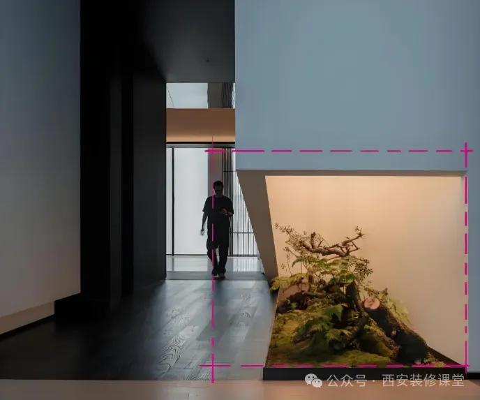 墙面夹角小平台_墙面装饰留白_转角墙体设计