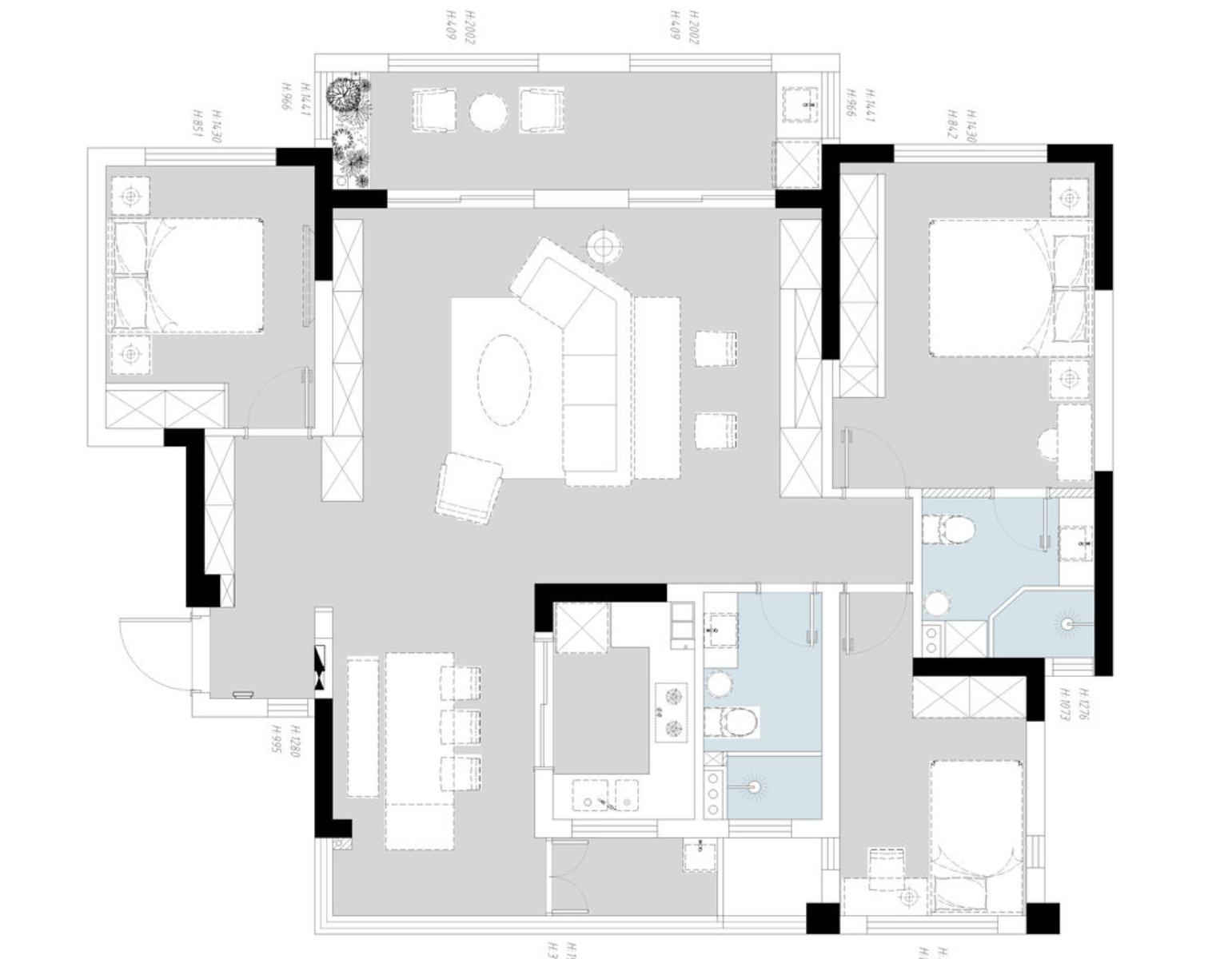 墙面装饰留白_全房铺地砖墙面刷大白装修案例_年轻夫妇实用温馨装修设计