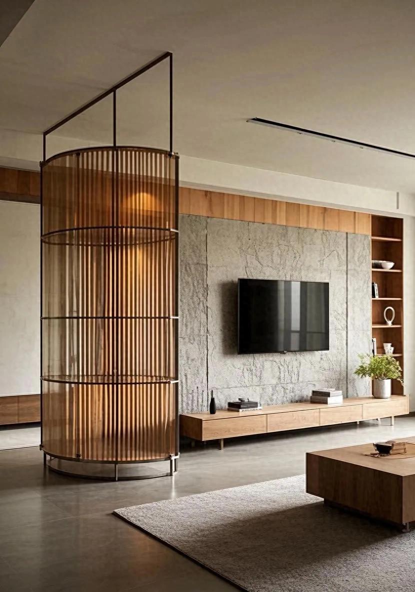 客厅视觉焦点装修_生态木墙面效果图_电视背景墙设计