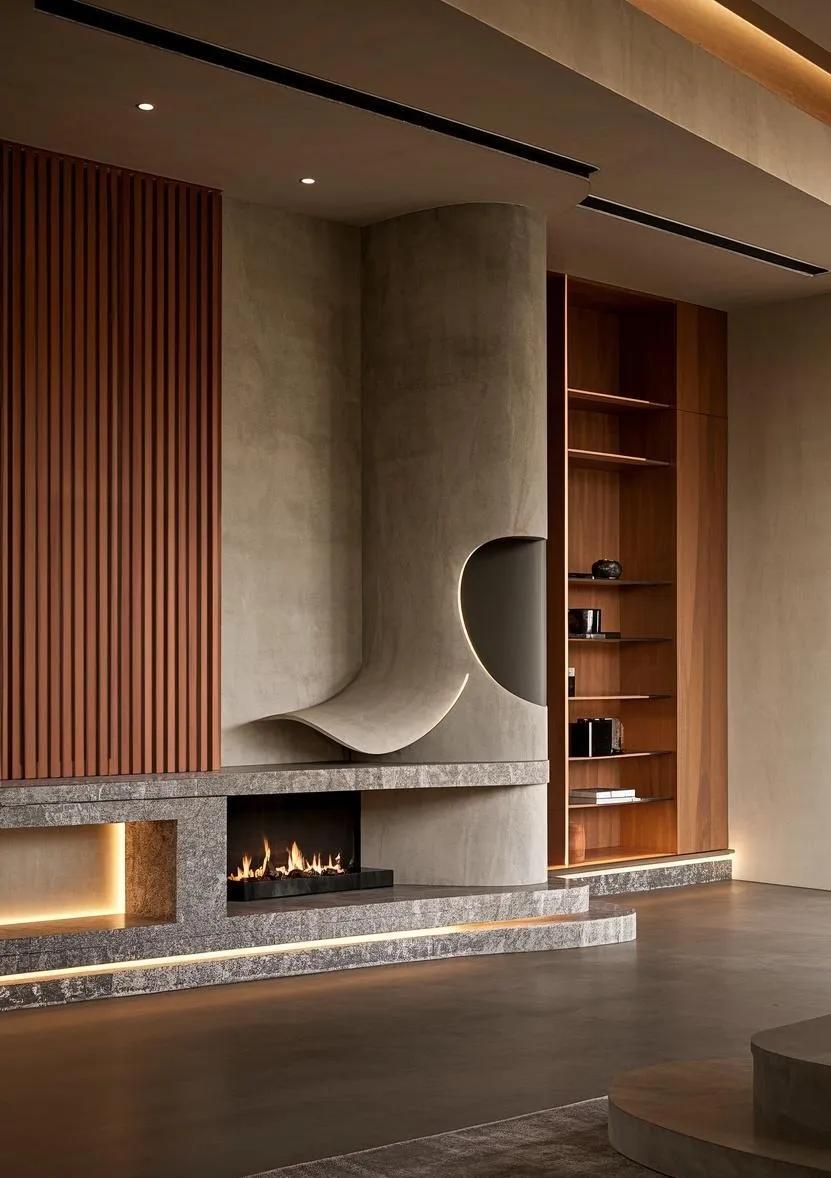 客厅视觉焦点装修_电视背景墙设计_生态木墙面效果图