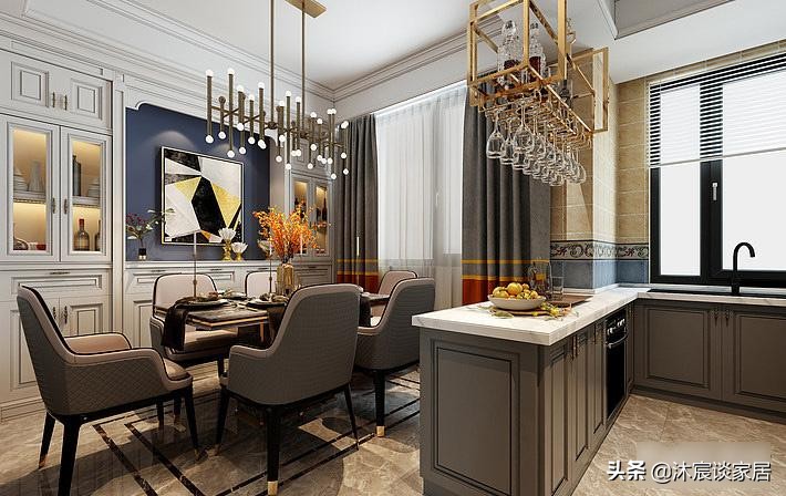 生态木墙面效果图_现代轻奢复式装修设计_轻奢风格跃式住宅案例