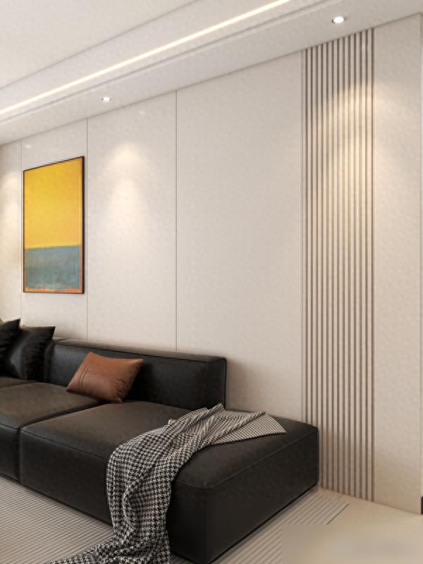 她家116㎡,光一个电视背景墙就让无数人效仿,实用又有高级感(图1) 装修效果图大全2025图片电视墙_悬空电视柜隐藏灯带_电视墙岩板木格栅设计