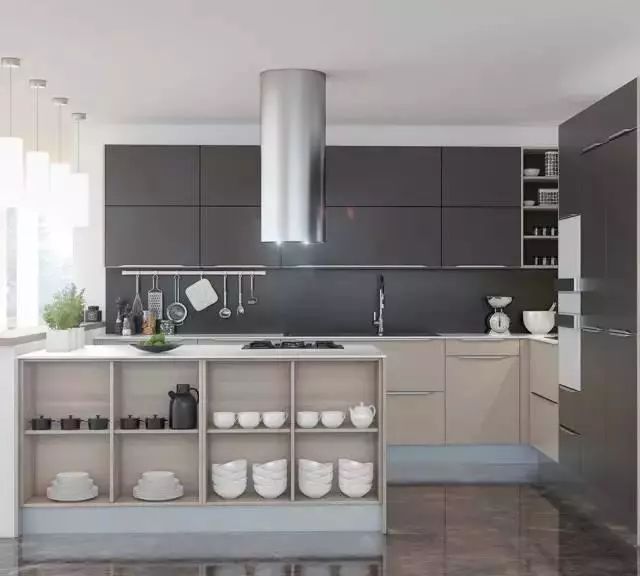 白色橱柜搭配创意瓷砖_高颜值原木色橱柜_厨房间橱柜图片2025