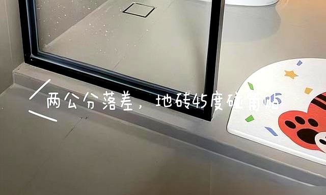 下沉式淋浴区_壁挂马桶_装修浴室效果图