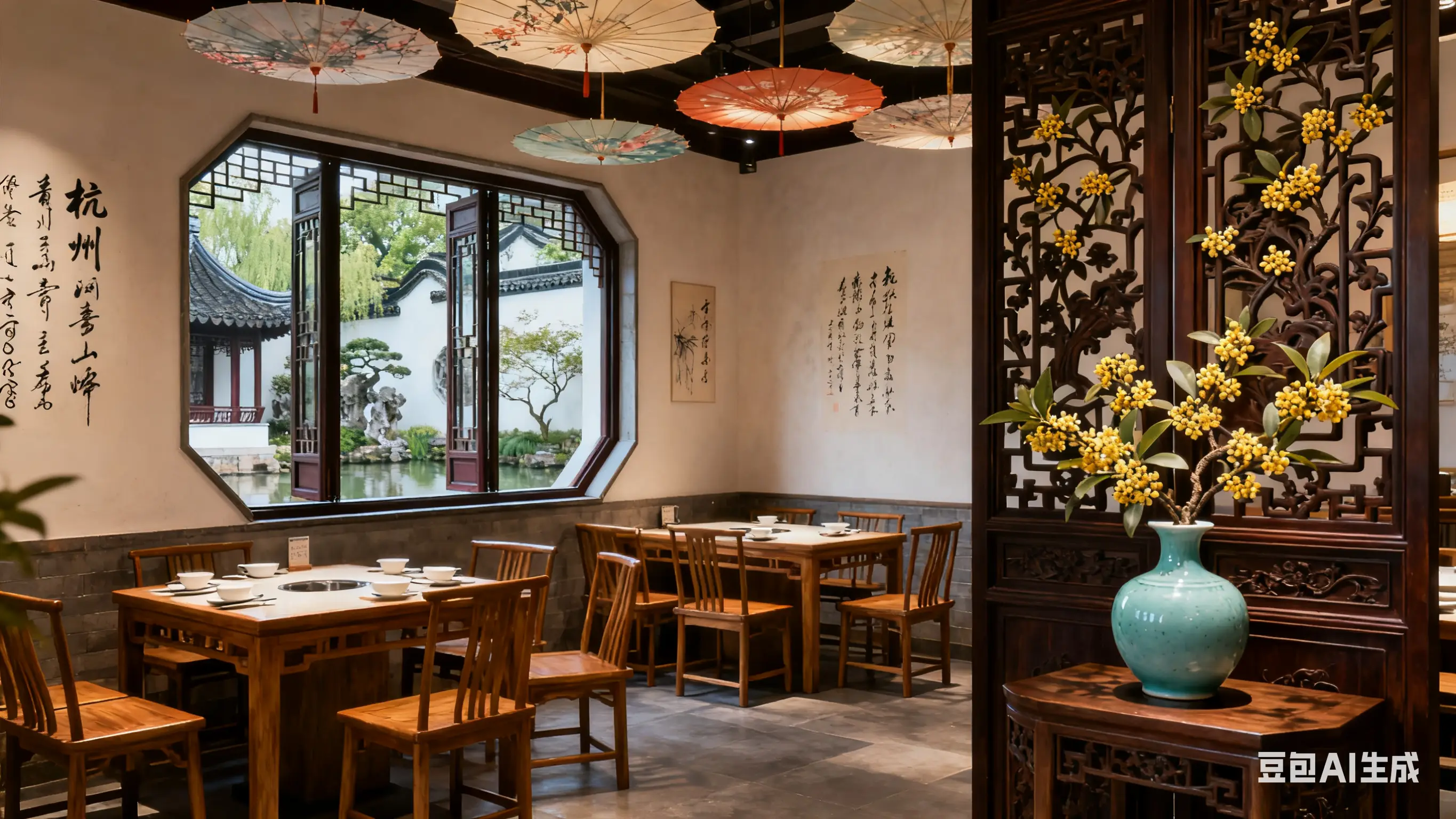 花万里设计公司_餐饮店面装饰设计图片_杭州小餐馆特色装修公司推荐