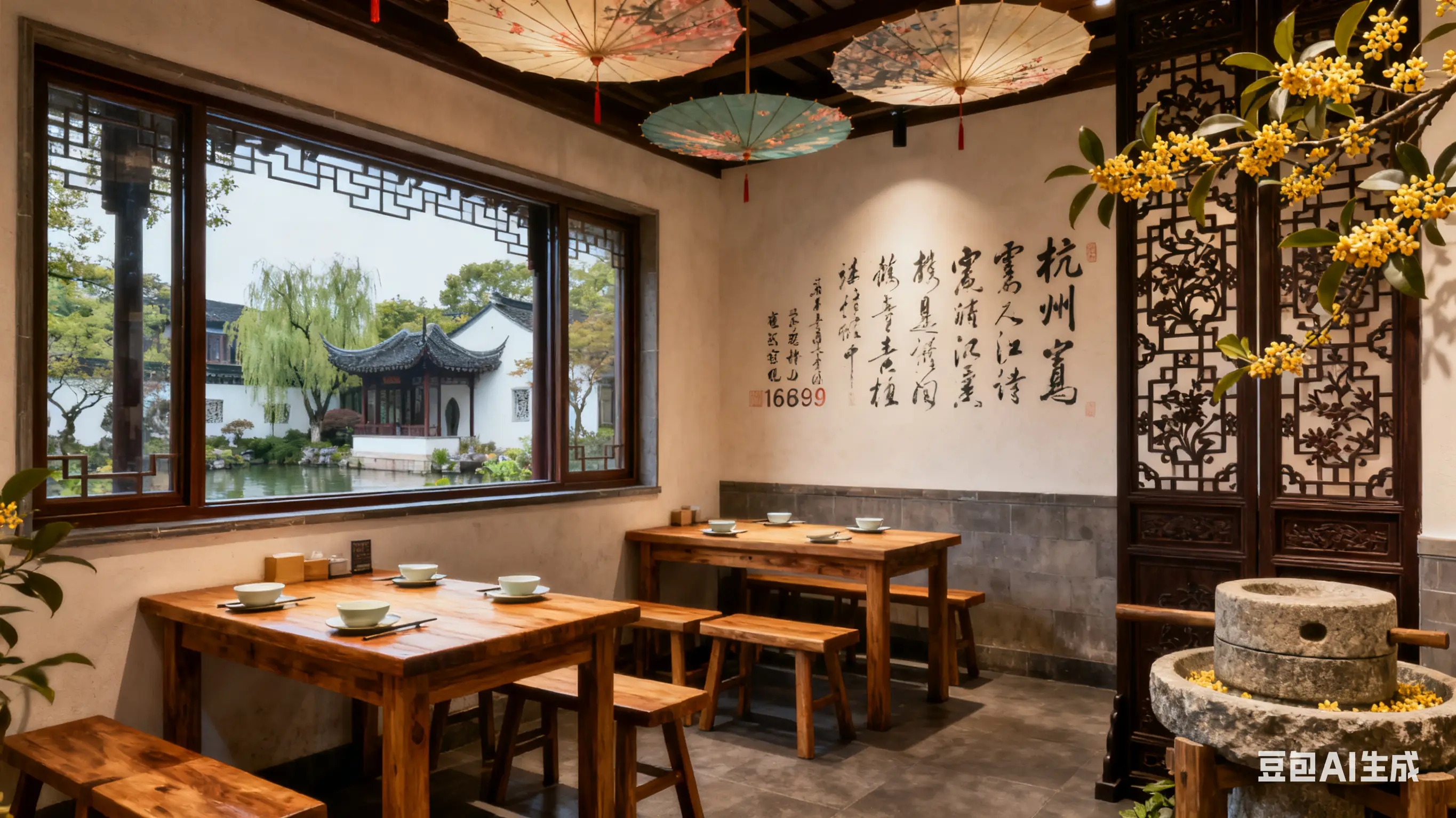 杭州小餐馆特色装修公司推荐_餐饮店面装饰设计图片_花万里设计公司