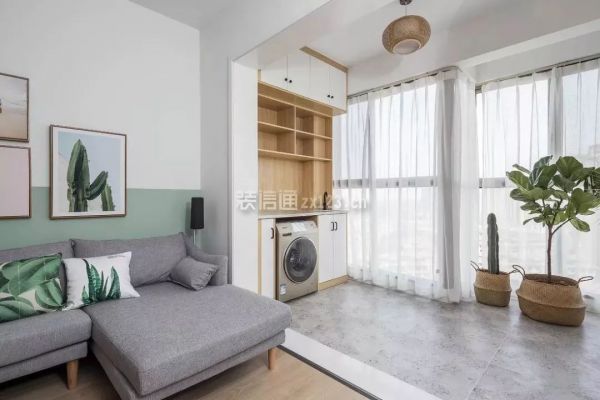 小户型客厅怎么布置?7种布置方案,小客厅也能显大气!(图3) 阳台客厅打通装修效果图