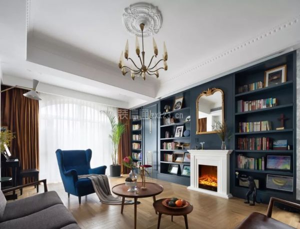 小户型客厅怎么布置?7种布置方案,小客厅也能显大气!(图6) 客厅兼书房装修效果图