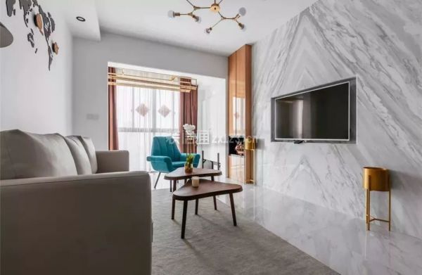 小户型客厅怎么布置?7种布置方案,小客厅也能显大气!(图7) 客厅电视墙装修效果图