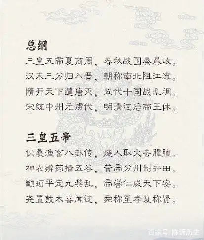 中国历史歌谣_历史朝代顺序歌及中国历史科技文化主要成就_三皇五帝夏商周历史歌谣