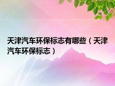 车子环保标志_天津市汽车环保标志申请条件_天津汽车环保标志办理流程