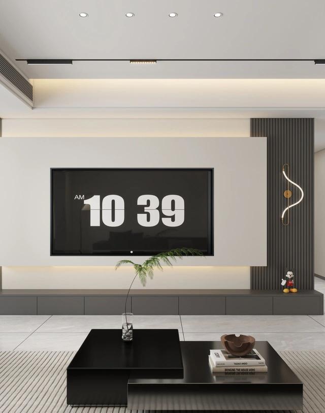 刷了800个视频装修出来的电视背景墙,真心好看又便宜也高级(图3) 客厅装修极简风_客厅电视瓷砖背景墙效果图2025_智能家居布线暗线