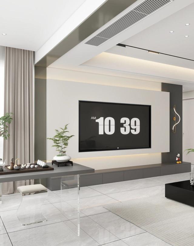 刷了800个视频装修出来的电视背景墙,真心好看又便宜也高级(图4) 客厅装修极简风_客厅电视瓷砖背景墙效果图2025_智能家居布线暗线