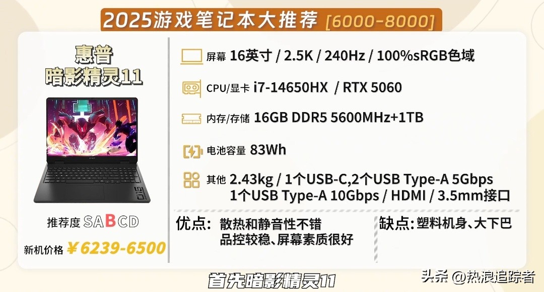 2025年全价位游戏本红黑榜!从1000到10000,这23款闭眼选不踩雷(图22) 游戏本选购指南_高性价比游戏本推荐_雷神游戏本 售后