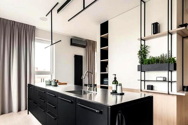 外企男120㎡日式风的家:灰色搭配原木百看不厌,喜欢厨房中岛台(图3) 日式家居设计案例_日式厨房装修风格图片_灰色原木风格装修