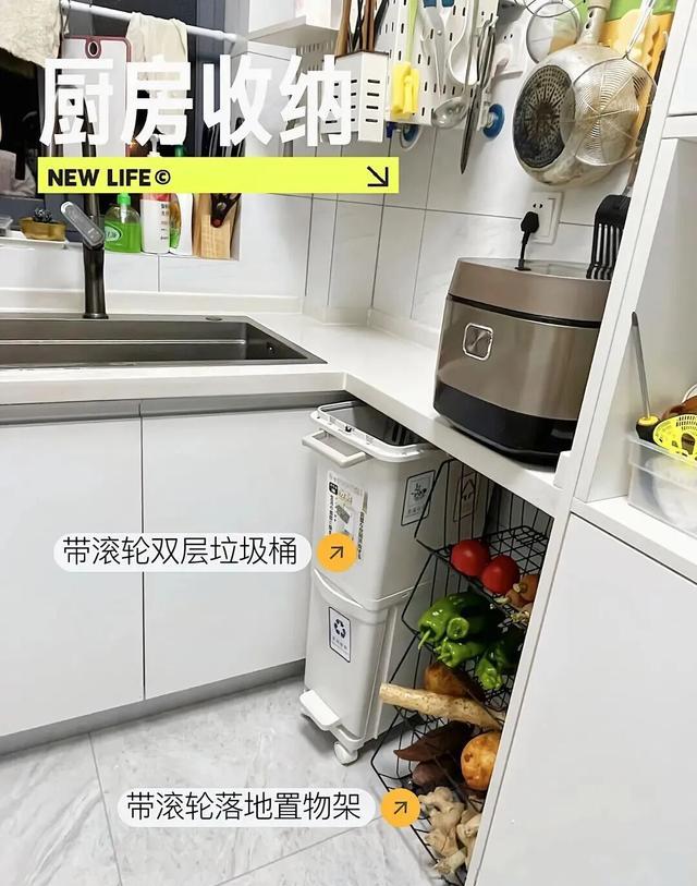 若再次装修,厨房坚决不做吊柜!照抄邻居家的做法,既美观又实用(图13) 高柜系统墙面收纳_现代厨房设计无吊柜_日式厨房装修风格图片