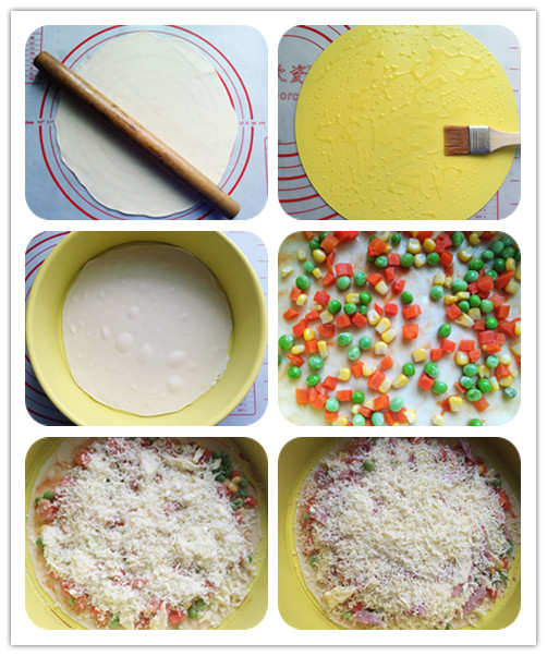 #祺宝家厨# 三文鱼培根薄底批萨(图6) 必胜客海鲜至尊披萨的做法_儿童喜爱批萨食谱_自制薄底批萨做法