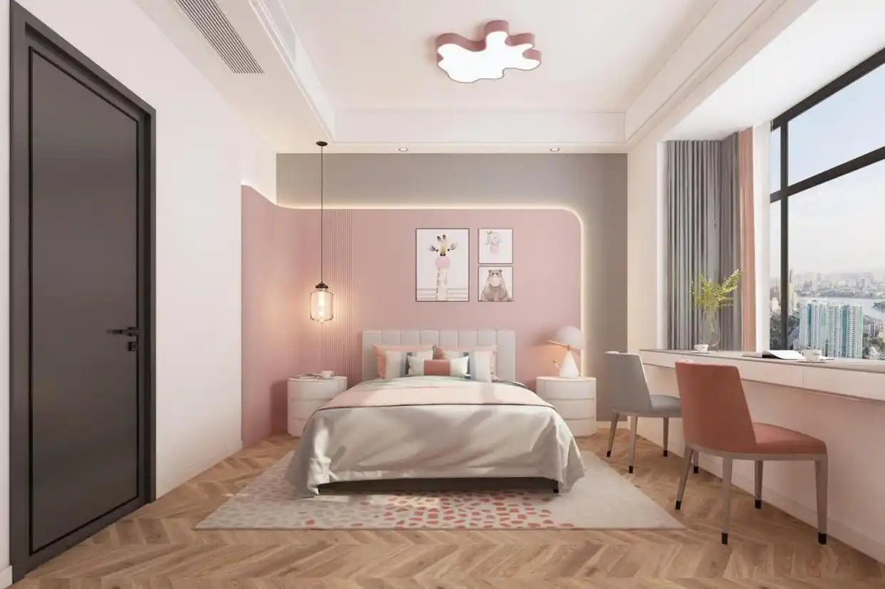 163 ㎡后现代极简风平层,淡蓝背景墙让人心都跟着放松了(图10) 后现代简约装修_现代简约装修好看吗_装修现代简约风格